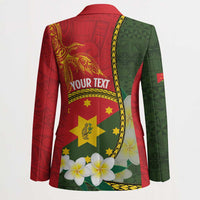 Personalised PNG Isten Hailans Provins Blazer Papua New Guinea Plumeria Melanesian Pattern - Polynesian Pride