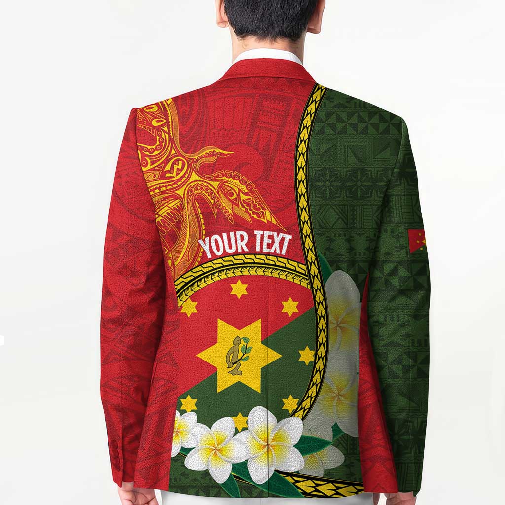 Personalised PNG Isten Hailans Provins Blazer Papua New Guinea Plumeria Melanesian Pattern - Polynesian Pride