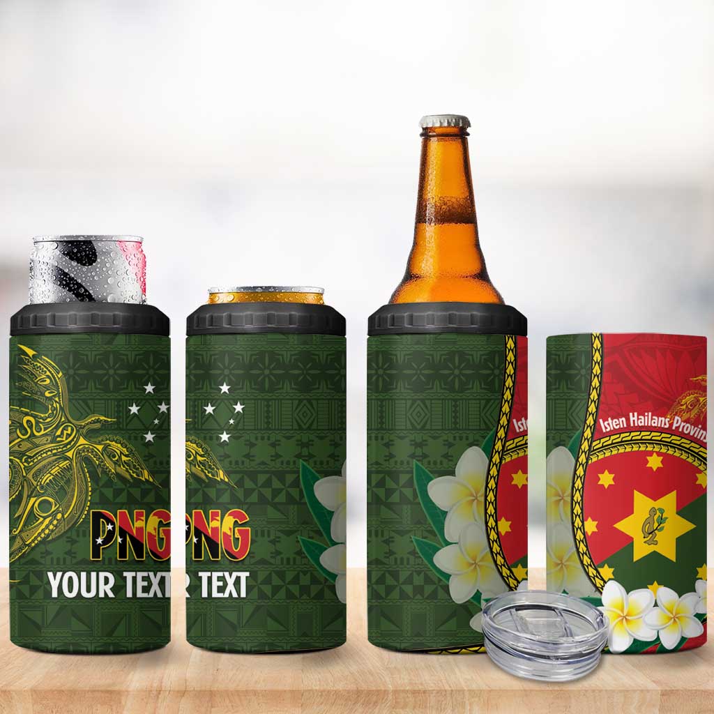 Personalised PNG Isten Hailans Provins 4 in 1 Can Cooler Tumbler Papua New Guinea Plumeria Melanesian Pattern - Polynesian Pride