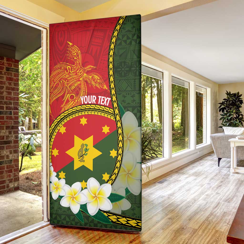 Personalised PNG Isten Hailans Provins Door Cover Papua New Guinea Plumeria Melanesian Pattern - Polynesian Pride