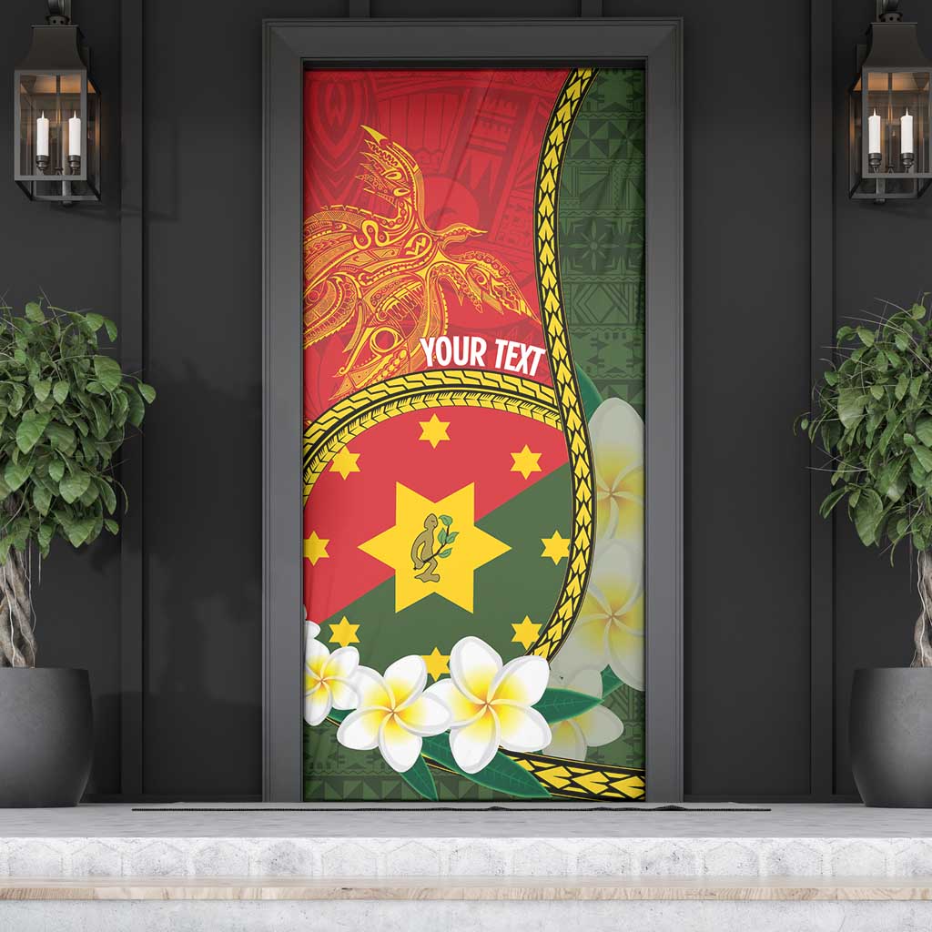 Personalised PNG Isten Hailans Provins Door Cover Papua New Guinea Plumeria Melanesian Pattern - Polynesian Pride
