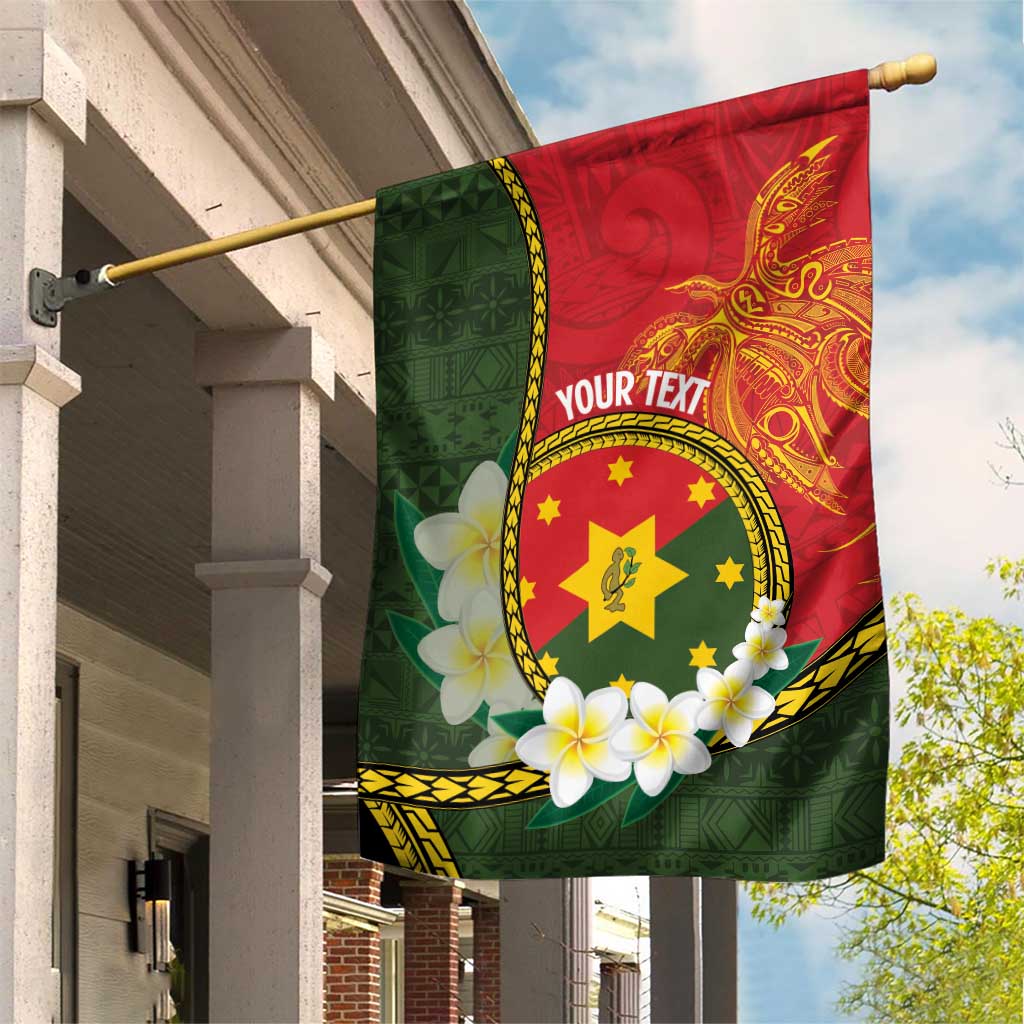 Personalised PNG Isten Hailans Provins Garden Flag Papua New Guinea Plumeria Melanesian Pattern - Polynesian Pride
