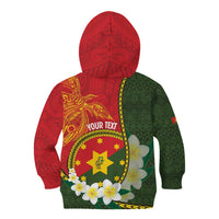 Personalised PNG Isten Hailans Provins Kid Hoodie Papua New Guinea Plumeria Melanesian Pattern - Polynesian Pride