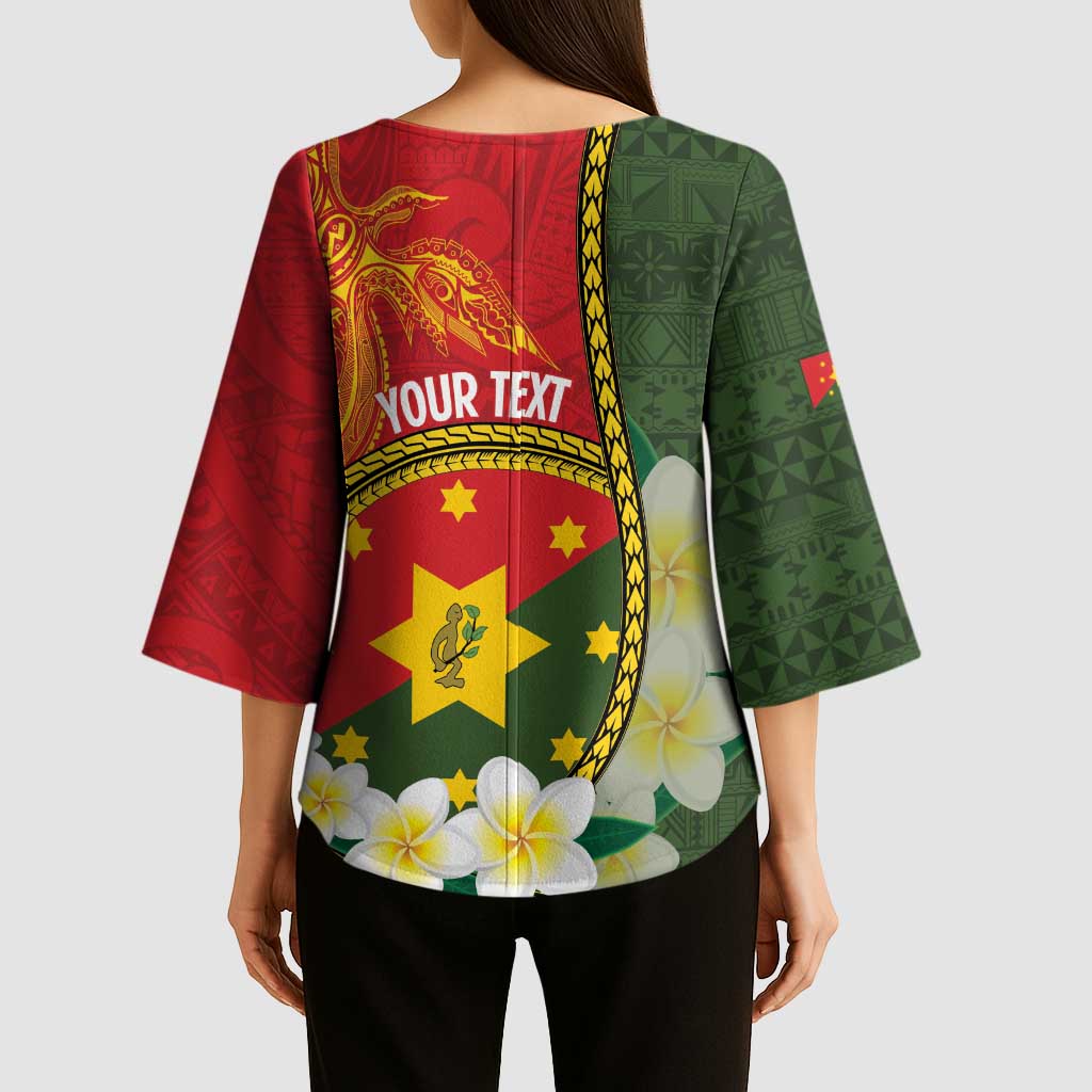Personalised PNG Isten Hailans Provins Kimono Sleeve Blouse Papua New Guinea Plumeria Melanesian Pattern - Polynesian Pride