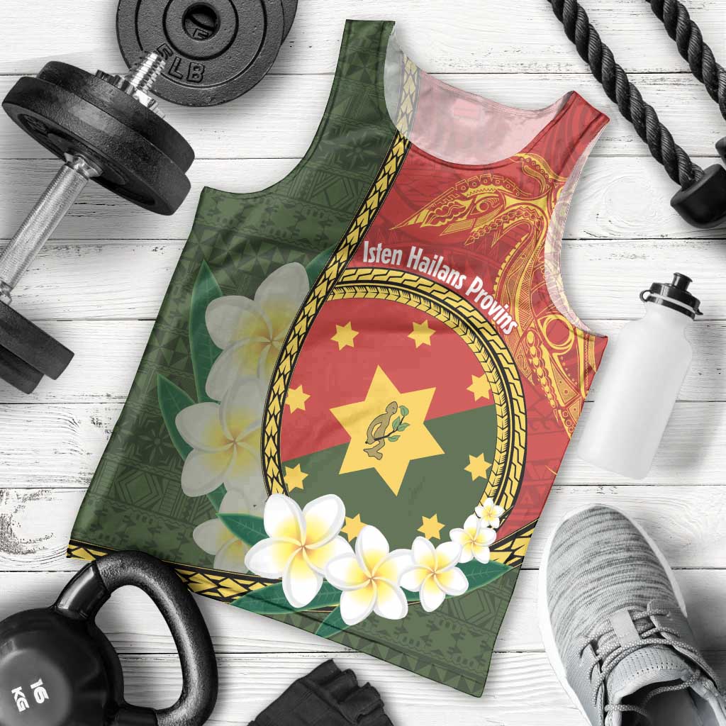 Personalised PNG Isten Hailans Provins Men Tank Top Papua New Guinea Plumeria Melanesian Pattern - Polynesian Pride