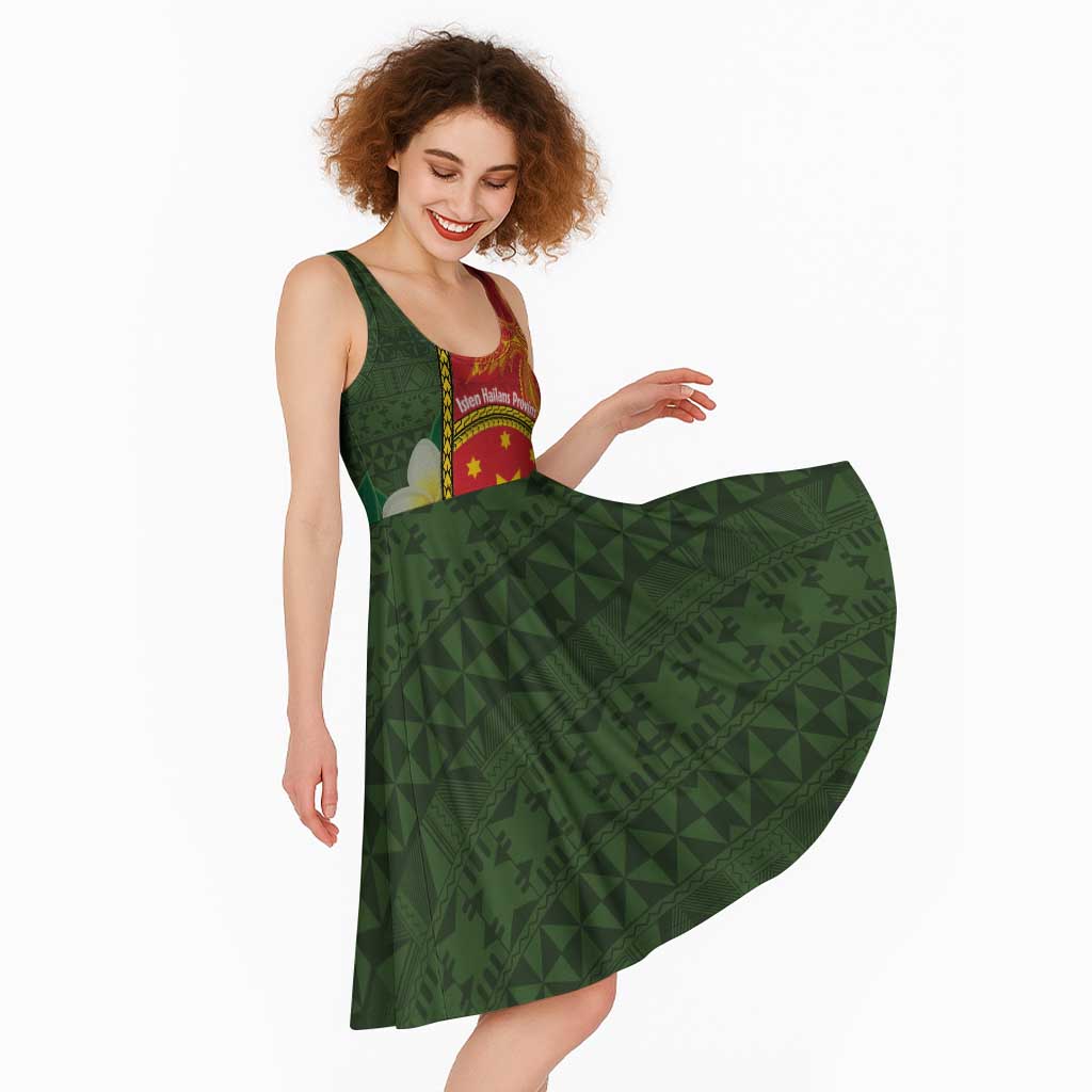 Personalised PNG Isten Hailans Provins Midi Dress Papua New Guinea Plumeria Melanesian Pattern - Polynesian Pride