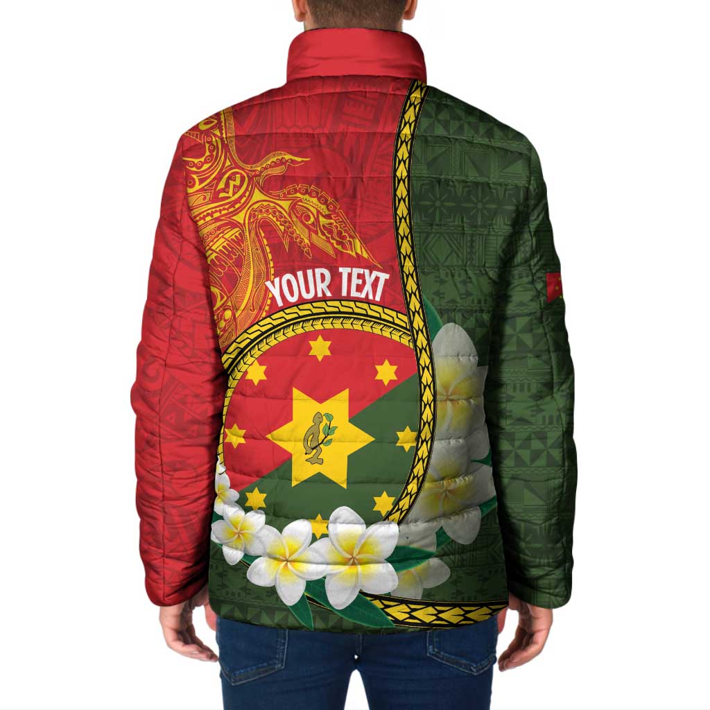Personalised PNG Isten Hailans Provins Padded Jacket Papua New Guinea Plumeria Melanesian Pattern - Polynesian Pride