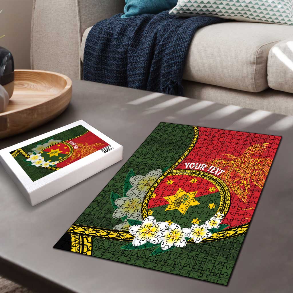 Personalised PNG Isten Hailans Provins Puzzle Papua New Guinea Plumeria Melanesian Pattern - Polynesian Pride