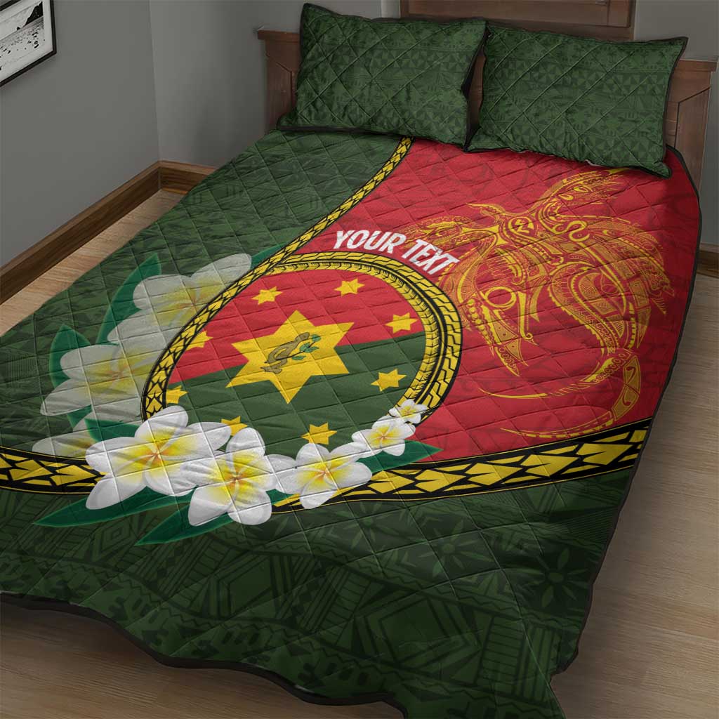 Personalised PNG Isten Hailans Provins Quilt Bed Set Papua New Guinea Plumeria Melanesian Pattern - Polynesian Pride