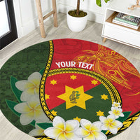 Personalised PNG Isten Hailans Provins Round Carpet Papua New Guinea Plumeria Melanesian Pattern - Polynesian Pride