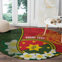 Personalised PNG Isten Hailans Provins Round Carpet Papua New Guinea Plumeria Melanesian Pattern - Polynesian Pride