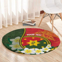Personalised PNG Isten Hailans Provins Round Carpet Papua New Guinea Plumeria Melanesian Pattern - Polynesian Pride