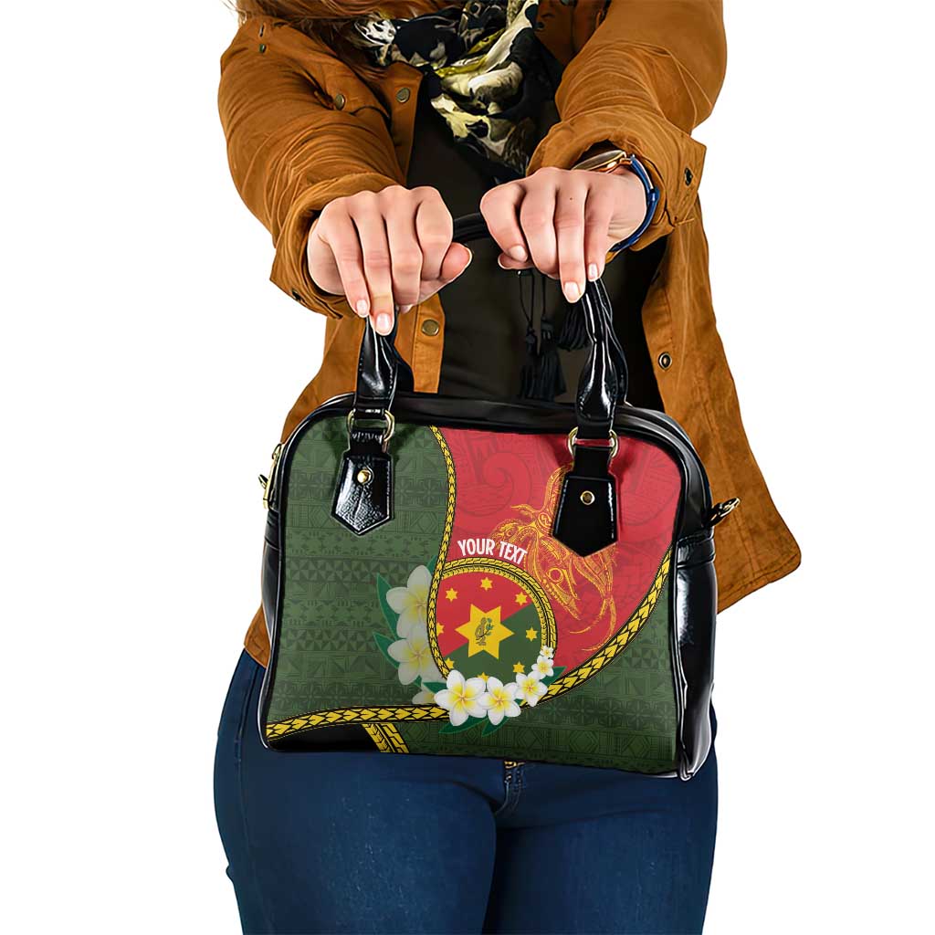 Personalised PNG Isten Hailans Provins Shoulder Handbag Papua New Guinea Plumeria Melanesian Pattern - Polynesian Pride