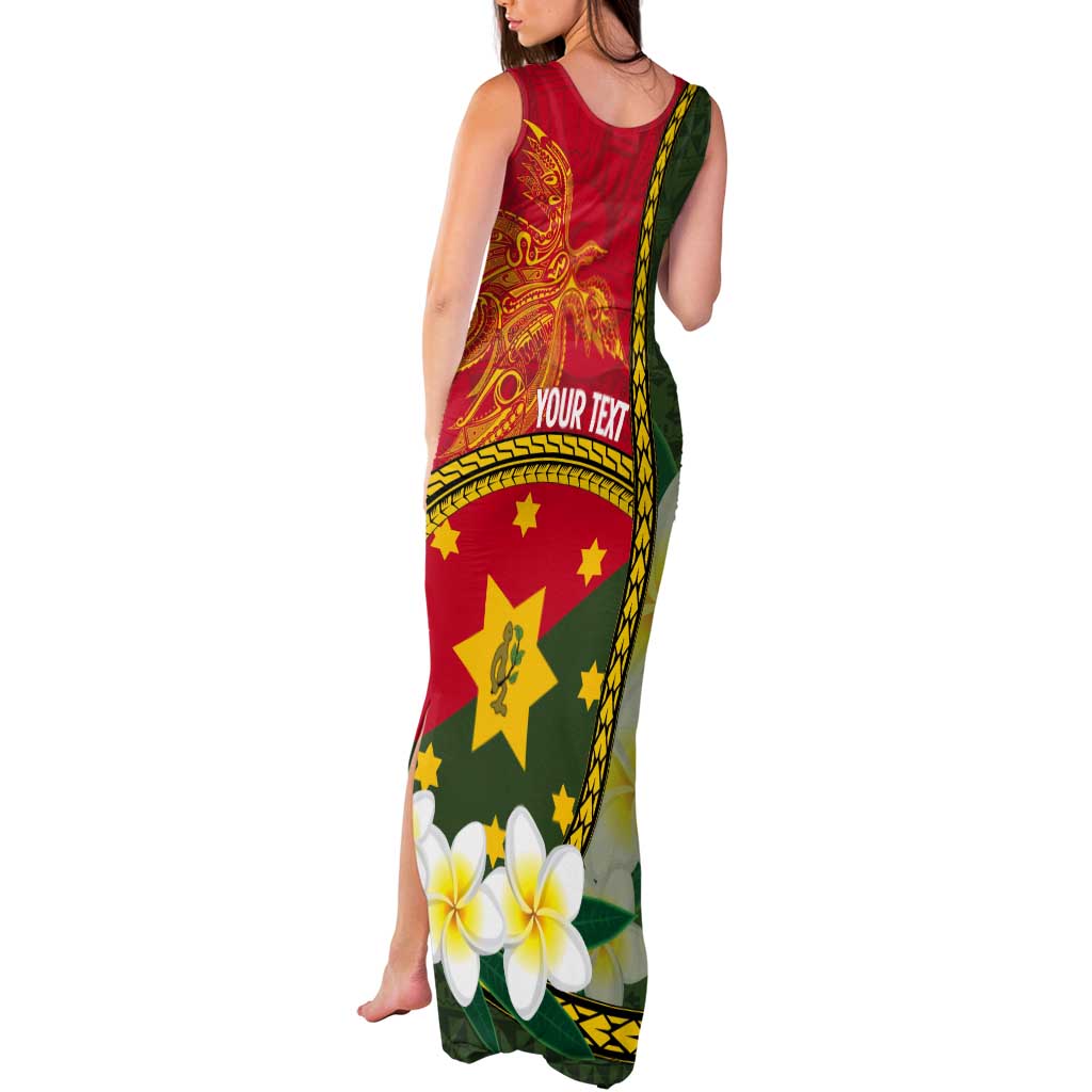 Personalised PNG Isten Hailans Provins Tank Maxi Dress Papua New Guinea Plumeria Melanesian Pattern - Polynesian Pride