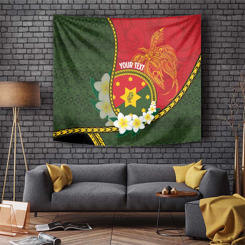 Personalised PNG Isten Hailans Provins Tapestry Papua New Guinea Plumeria Melanesian Pattern - Polynesian Pride