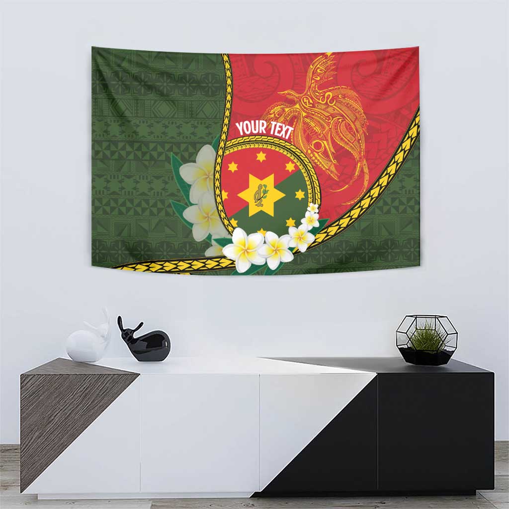Personalised PNG Isten Hailans Provins Tapestry Papua New Guinea Plumeria Melanesian Pattern - Polynesian Pride