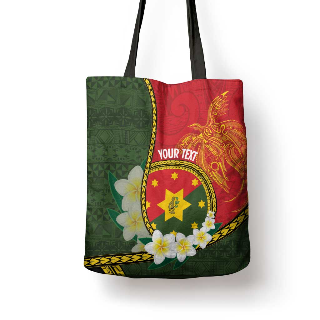 Personalised PNG Isten Hailans Provins Tote Bag Papua New Guinea Plumeria Melanesian Pattern - Polynesian Pride