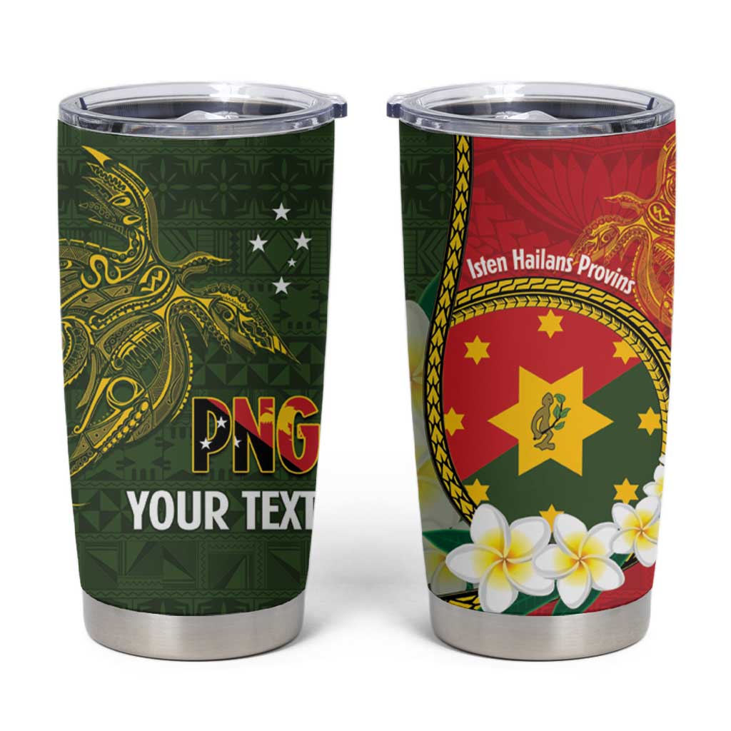Personalised PNG Isten Hailans Provins Tumbler Cup Papua New Guinea Plumeria Melanesian Pattern - Polynesian Pride