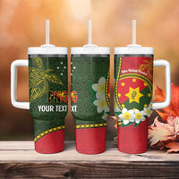 Personalised PNG Isten Hailans Provins Tumbler With Handle Papua New Guinea Plumeria Melanesian Pattern - Polynesian Pride