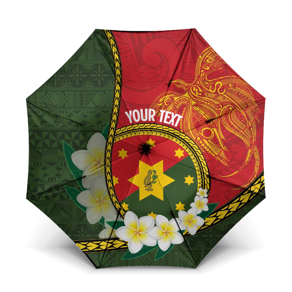 Personalised PNG Isten Hailans Provins Umbrella Papua New Guinea Plumeria Melanesian Pattern - Polynesian Pride
