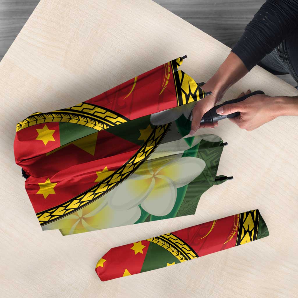 Personalised PNG Isten Hailans Provins Umbrella Papua New Guinea Plumeria Melanesian Pattern - Polynesian Pride