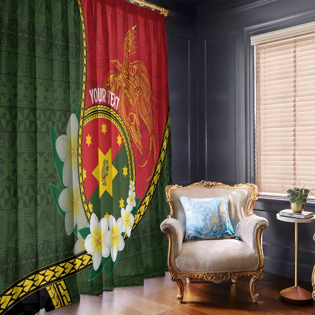 Personalised PNG Isten Hailans Provins Window Curtain Papua New Guinea Plumeria Melanesian Pattern - Polynesian Pride