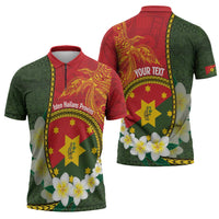 Personalised PNG Isten Hailans Provins Zipper Polo Shirt Papua New Guinea Plumeria Melanesian Pattern - Polynesian Pride