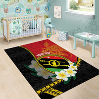 Personalised PNG Sauten Hailans Area Rug Papua New Guinea Plumeria Melanesian Pattern - Polynesian Pride