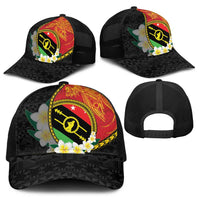 PNG Sauten Hailans Baseball Net Cap Papua New Guinea Plumeria Melanesian Pattern - Polynesian Pride