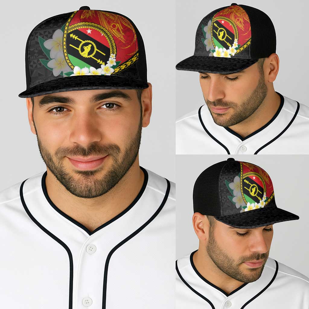 PNG Sauten Hailans Baseball Net Cap Papua New Guinea Plumeria Melanesian Pattern - Polynesian Pride