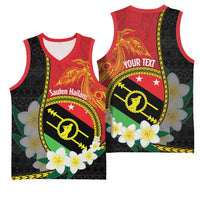 Personalised PNG Sauten Hailans Basketball Jersey Papua New Guinea Plumeria Melanesian Pattern - Polynesian Pride