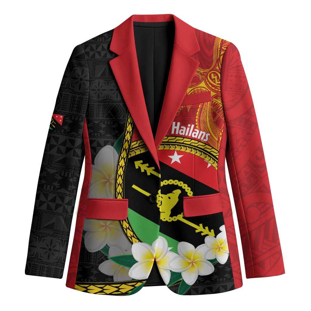 Personalised PNG Sauten Hailans Blazer Papua New Guinea Plumeria Melanesian Pattern - Polynesian Pride