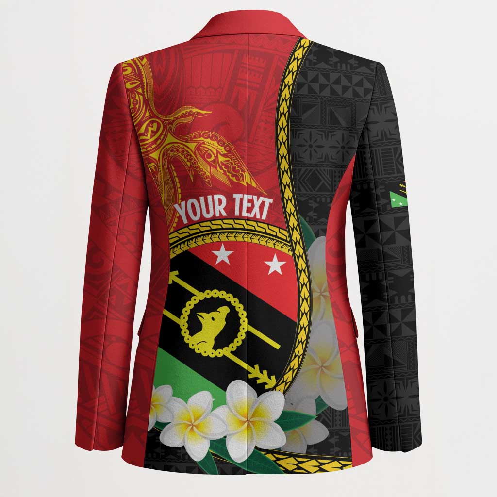Personalised PNG Sauten Hailans Blazer Papua New Guinea Plumeria Melanesian Pattern - Polynesian Pride