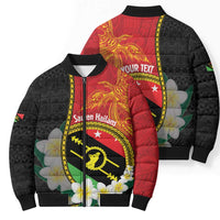 Personalised PNG Sauten Hailans Bomber Puffer Jacket Papua New Guinea Plumeria Melanesian Pattern - Polynesian Pride