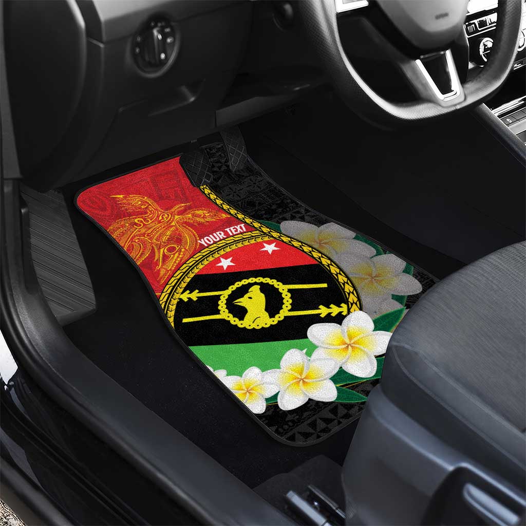 Personalised PNG Sauten Hailans Car Mats Papua New Guinea Plumeria Melanesian Pattern - Polynesian Pride