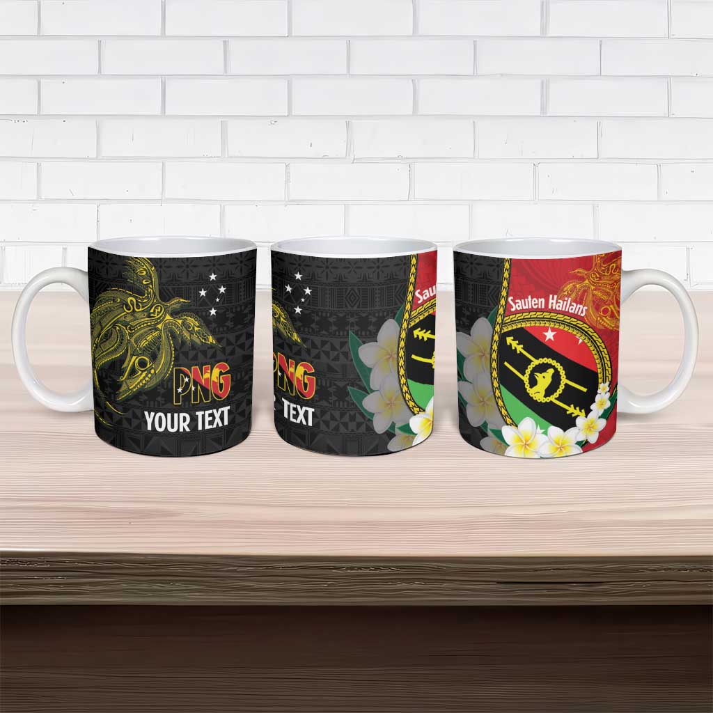Personalised PNG Sauten Hailans Ceramic Mug Papua New Guinea Plumeria Melanesian Pattern - Polynesian Pride