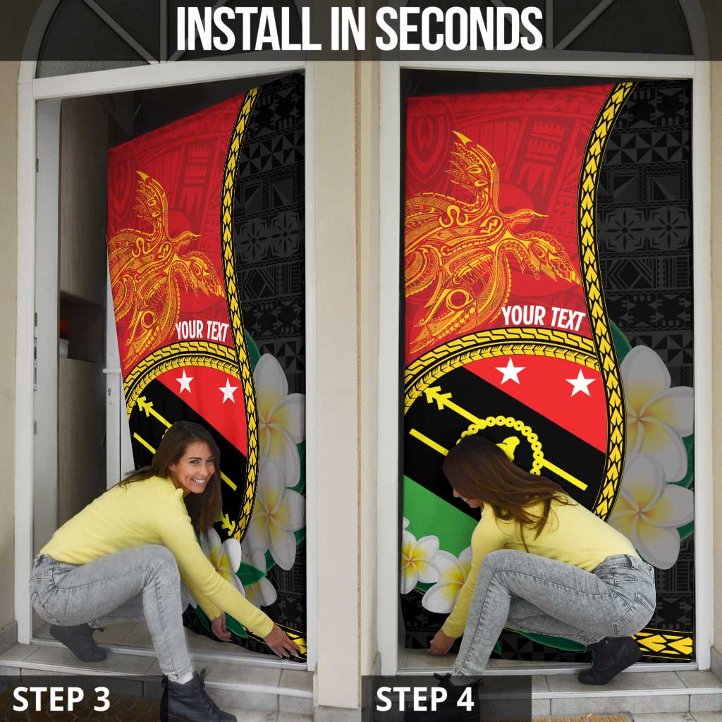 Personalised PNG Sauten Hailans Door Cover Papua New Guinea Plumeria Melanesian Pattern - Polynesian Pride