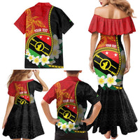 Personalised PNG Sauten Hailans Family Matching Mermaid Dress and Hawaiian Shirt Papua New Guinea Plumeria Melanesian Pattern - Polynesian Pride