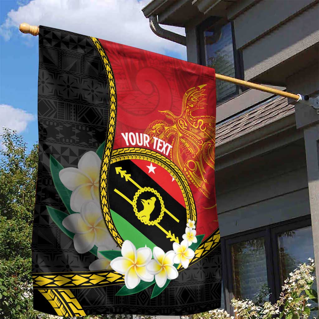 Personalised PNG Sauten Hailans Garden Flag Papua New Guinea Plumeria Melanesian Pattern - Polynesian Pride