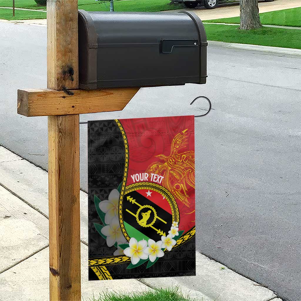 Personalised PNG Sauten Hailans Garden Flag Papua New Guinea Plumeria Melanesian Pattern - Polynesian Pride