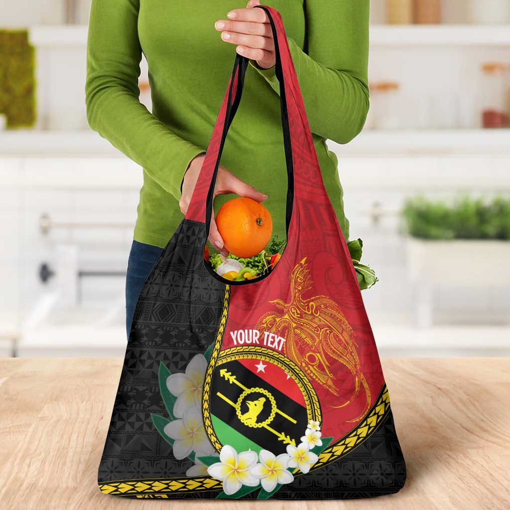 Personalised PNG Sauten Hailans Grocery Bag Papua New Guinea Plumeria Melanesian Pattern - Polynesian Pride