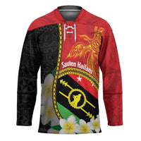 Personalised PNG Sauten Hailans Hockey Jersey Papua New Guinea Plumeria Melanesian Pattern - Polynesian Pride
