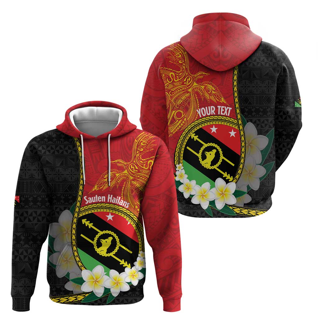 Personalised PNG Sauten Hailans Hoodie Papua New Guinea Plumeria Melanesian Pattern - Polynesian Pride