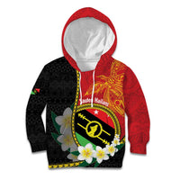 Personalised PNG Sauten Hailans Kid Hoodie Papua New Guinea Plumeria Melanesian Pattern - Polynesian Pride