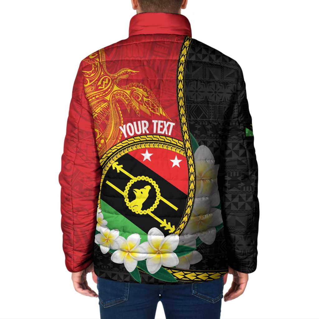 Personalised PNG Sauten Hailans Padded Jacket Papua New Guinea Plumeria Melanesian Pattern - Polynesian Pride