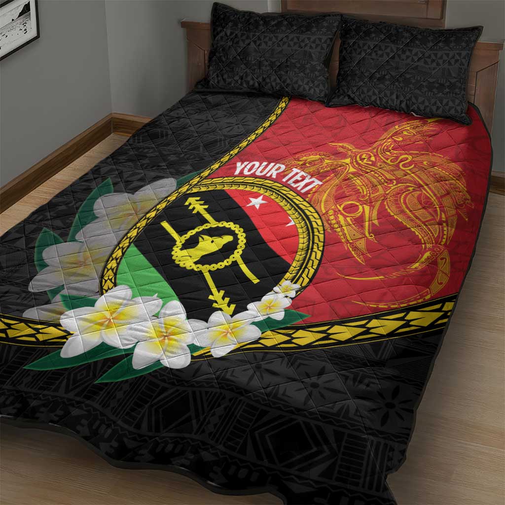 Personalised PNG Sauten Hailans Quilt Bed Set Papua New Guinea Plumeria Melanesian Pattern - Polynesian Pride