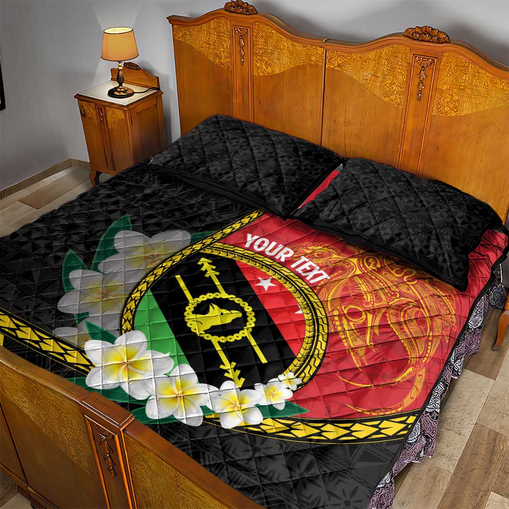 Personalised PNG Sauten Hailans Quilt Bed Set Papua New Guinea Plumeria Melanesian Pattern - Polynesian Pride