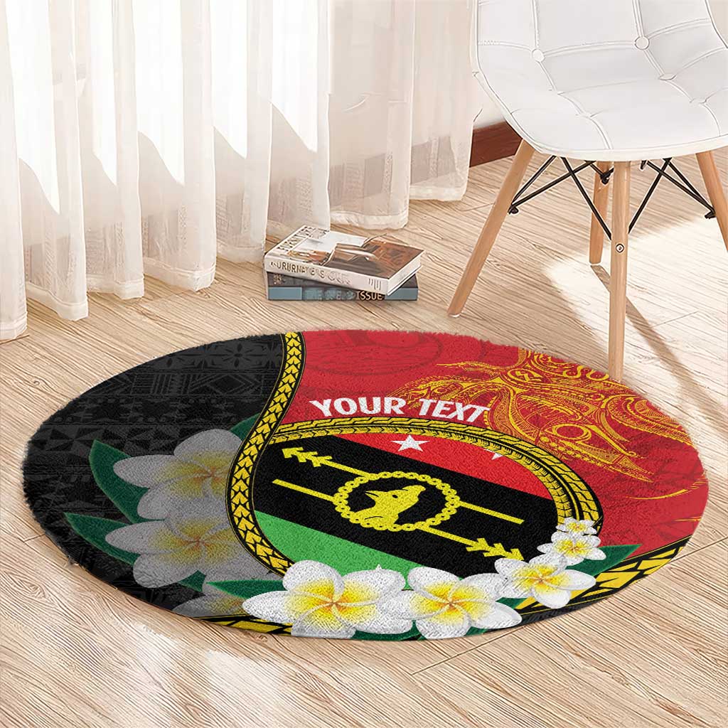 Personalised PNG Sauten Hailans Round Carpet Papua New Guinea Plumeria Melanesian Pattern - Polynesian Pride