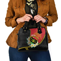 Personalised PNG Sauten Hailans Shoulder Handbag Papua New Guinea Plumeria Melanesian Pattern - Polynesian Pride