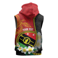 Personalised PNG Sauten Hailans Sleeveless Hoodie Papua New Guinea Plumeria Melanesian Pattern - Polynesian Pride